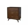 Alpine Furniture Flynn Mid Century Modern 3 Drawer Small Chest, Walnut - Front Side Angle - Alpine Furniture Flynn Mid Century Modern 3 Drawer Small Chest, Walnut - Front Side Angle