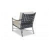 Provence Club Chair in Canvas Flax w/ Self Welt - Back Side Angle