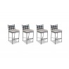 Sunset West Provence Aluminum Barstool With Cushions In Canvas Flax With Self Welt - Set in Front Side Angle