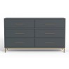 Alpine Furniture Madelyn Six Drawer Dresser, Slate Gray - Front Angle