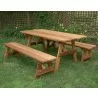 Red Cedar 32" Wide 5'/6' Classic Family Picnic Table with (2) 5'/6' Benches - Red Cedar 32" Wide 5'/6' Classic Family Picnic Table with (2) 5'/6' Benches