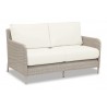 Manhattan Wicker Loveseat With Cushions In Linen Canvas With Self Welt