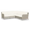 Manhattan Wicker Sectional With Cushions In Linen Canvas With Self Welt
