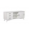Alpine Furniture Flynn Large TV Console, White - Front Side Opened Angle