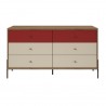 Joy 59" Wide Double Dresser with 6 Full Extension Drawers in Red - Front