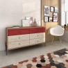 Joy 59" Wide Double Dresser with 6 Full Extension Drawers in Red - Lifestyle