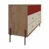 Joy 59" Wide Double Dresser with 6 Full Extension Drawers in Red - Leg Detail