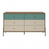 Joy 59" Wide Double Dresser with 6 Full Extension Drawers in Blue - Front