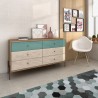 Joy 59" Wide Double Dresser with 6 Full Extension Drawers in Blue - Lifestyle