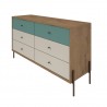Joy 59" Wide Double Dresser with 6 Full Extension Drawers in Blue - Angled