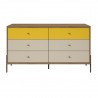 Joy 59" Wide Double Dresser with 6 Full Extension Drawers in Yellow - Front