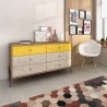 Joy 59" Wide Double Dresser with 6 Full Extension Drawers in Yellow - Lifestyle