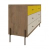 Joy 59" Wide Double Dresser with 6 Full Extension Drawers in Yellow - Angled View