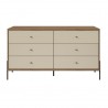 Joy 59" Wide Double Dresser with 6 Full Extension Drawers in Off White - Front