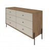 Joy 59" Wide Double Dresser with 6 Full Extension Drawers in Off White - Angled