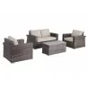 Alfresco Home Baily All Weather Wicker 4 Piece Love Seat Set with Sunbrella Cushions - White BG - Alfresco Home Baily All Weather Wicker 4 Piece Love Seat Set with Sunbrella Cushions - White BG