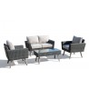 Alfresco Home Castlewood All Weather Wicker 4 Piece Seating Group with Cushions - White BG