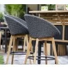 Cane-Line Peacock Bar Chair W/Teak Legs Back Side View  - Cane-Line Peacock Bar Chair W/Teak Legs Back Side View 