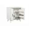 Alpine Furniture Flynn Small Bar Cabinet, White - Fronf Opened Angle - Alpine Furniture Flynn Small Bar Cabinet, White - Fronf Opened Angle