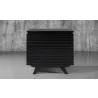 Furnitech 24" Mid-century Modern End Table In A Ebony Finish Over American Red Oak Wood Veneers With Solid Black Cherry Wood Legs - Front Angle - Furnitech 24" Mid-century Modern End Table In A Ebony Finish Over American Red Oak Wood Veneers With Solid Black Cherry Wood Legs - Front Angle