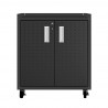 Manhattan Comfort Fortress Textured Metal 31.5" Garage Mobile Cabinet with 2 Adjustable Shelves in Charcoal Grey Front