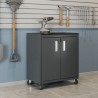 Manhattan Comfort Fortress Textured Metal 31.5" Garage Mobile Cabinet with 2 Adjustable Shelves in Charcoal Grey
