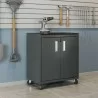 Manhattan Comfort Fortress Textured Metal 31.5" Garage Mobile Cabinet with 2 Adjustable Shelves in Charcoal Grey - Manhattan Comfort Fortress Textured Metal 31.5" Garage Mobile Cabinet with 2 Adjustable Shelves in Charcoal Grey