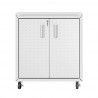 Manhattan Comfort Fortress Textured Metal 31.5" Garage Mobile Cabinet with 2 Adjustable Shelves in White Front