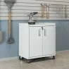 Manhattan Comfort Fortress Textured Metal 31.5" Garage Mobile Cabinet with 2 Adjustable Shelves in White  - Manhattan Comfort Fortress Textured Metal 31.5" Garage Mobile Cabinet with 2 Adjustable Shelves in White 