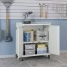 Manhattan Comfort Fortress Textured Metal 31.5" Garage Mobile Cabinet with 2 Adjustable Shelves in White Open - Manhattan Comfort Fortress Textured Metal 31.5" Garage Mobile Cabinet with 2 Adjustable Shelves in White Open