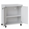 Manhattan Comfort Fortress Textured Metal 31.5" Garage Mobile Cabinet with 2 Adjustable Shelves in White Open