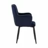 Sunpan Khai Dining Armchair - Abbington Navy - Set of Two - Side Angle - Sunpan Khai Dining Armchair - Abbington Navy - Set of Two - Side Angle