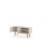 Manhattan Comfort Tribeca 53.94 Mid-Century Modern TV Stand with Solid Wood Legs in Off White Open