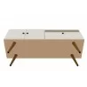 Manhattan Comfort Tribeca 53.94 Mid-Century Modern TV Stand with Solid Wood Legs in Off White Bottom - Manhattan Comfort Tribeca 53.94 Mid-Century Modern TV Stand with Solid Wood Legs in Off White Bottom