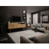 Manhattan Comfort Tribeca 53.94 Mid-Century Modern TV Stand with Solid Wood Legs in Off White and Nature