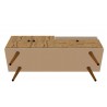 Manhattan Comfort Tribeca 53.94 Mid-Century Modern TV Stand with Solid Wood Legs in Off White and Nature Bottom