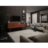 Manhattan Comfort Tribeca 53.94 Mid-Century Modern TV Stand with Solid Wood Legs in Off White and Terra Orange Pink