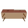Manhattan Comfort Tribeca 53.94 Mid-Century Modern TV Stand with Solid Wood Legs in Off White and Terra Orange Pink Bottom