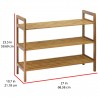 Oceanstar 3-Tier Bamboo Shoe Rack - Natural - Dimensions