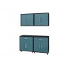 Manhattan Comfort Eiffel 4-Piece Garage Storage Set in Matte Black and Aqua Blue