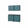 Manhattan Comfort Eiffel 4-Piece Garage Storage Set in Matte Black and Aqua Blue - Manhattan Comfort Eiffel 4-Piece Garage Storage Set in Matte Black and Aqua Blue