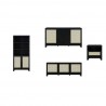 Manhattan Comfort Sheridan Modern Cane 4-Piece Set: Bookcase, TV Stand, Sideboard, End Table Black
