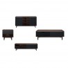 Manhattan Comfort Duane Modern Ribbed 4 Piece Living Room Set: Sideboard, TV Stand, Coffee Table, End Table in Dark Brown Black Set