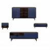 Manhattan Comfort Duane Modern Ribbed 4 Piece Living Room Set: Sideboard, TV Stand, Coffee Table, End Table in Dark Brown Blue Set - Manhattan Comfort Duane Modern Ribbed 4 Piece Living Room Set: Sideboard, TV Stand, Coffee Table, End Table in Dark Brown Blue Set