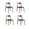 Manhattan Comfort Modern Moderno Stackable Dining Chair Upholstered in Leatherette with Solid Wood Frame in Walnut and Black- Set of 4