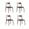 Manhattan Comfort Modern Moderno Stackable Dining Chair Upholstered in Leatherette with Solid Wood Frame in Walnut and Black- Set of 4 - Manhattan Comfort Modern Moderno Stackable Dining Chair Upholstered in Leatherette with Solid Wood Frame in Walnut and Black- Set of 4
