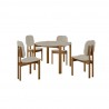 Manhattan Comfort Mid-Century Modern Gales Round 46.54 Dining Table with Solid Wood Legs - Set of 5
