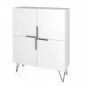 Manhattan Comfort Beekman 43.7 Low Cabinet with 4 Shelves in White - Manhattan Comfort Beekman 43.7 Low Cabinet with 4 Shelves in White