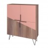 Manhattan Comfort Beekman 43.7 Low Cabinet with 4 Shelves in Brown and Pink Front