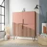 Manhattan Comfort Beekman 43.7 Low Cabinet with 4 Shelves in Brown and Pink - Manhattan Comfort Beekman 43.7 Low Cabinet with 4 Shelves in Brown and Pink